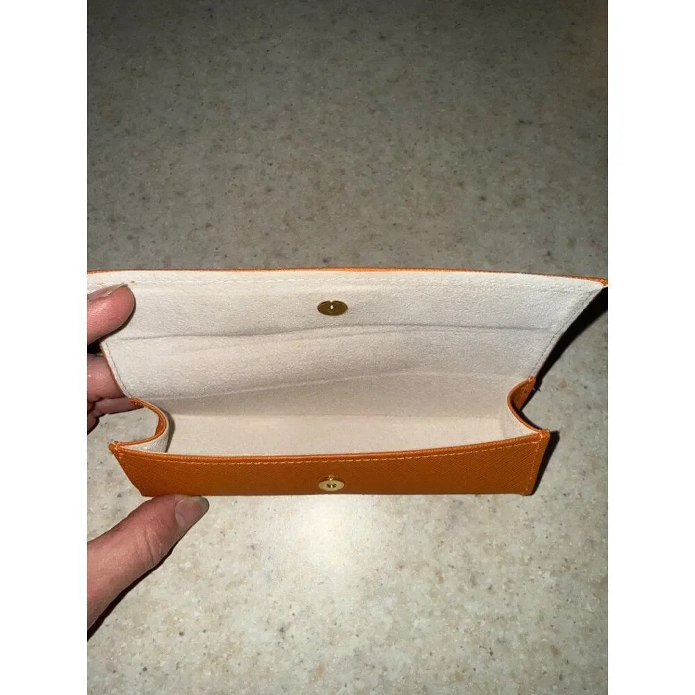 Tory Birch Orange With Gold Logo Reading Glasses Case‎